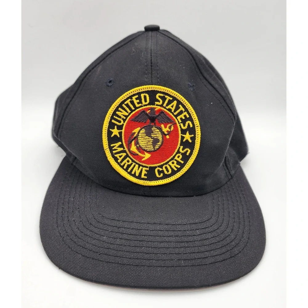 VINTAGE ATT HAT US MARINE CORPS BLACK‎ ONE SIZE